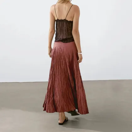 Women's 100% pure cotton pleated skirt