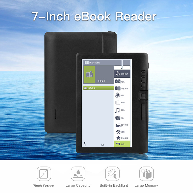 Ebook Reader, 7inch TFT LCD E-book Reader, Digital Waterproof Handheld  Ereader Devices with Music, Video, and Photos Multimedia Functions, for  Adult