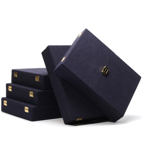 Custom Luxury Blue Microfiber Jewelry Set Box