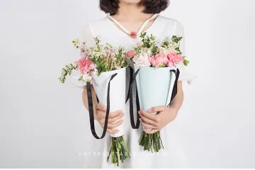 Paper Round Flower Box With Lid Ribbon