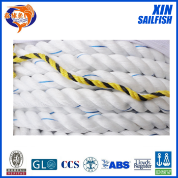 3 strand white Polypropylene rope with Min. Breaking load of 500 lbs