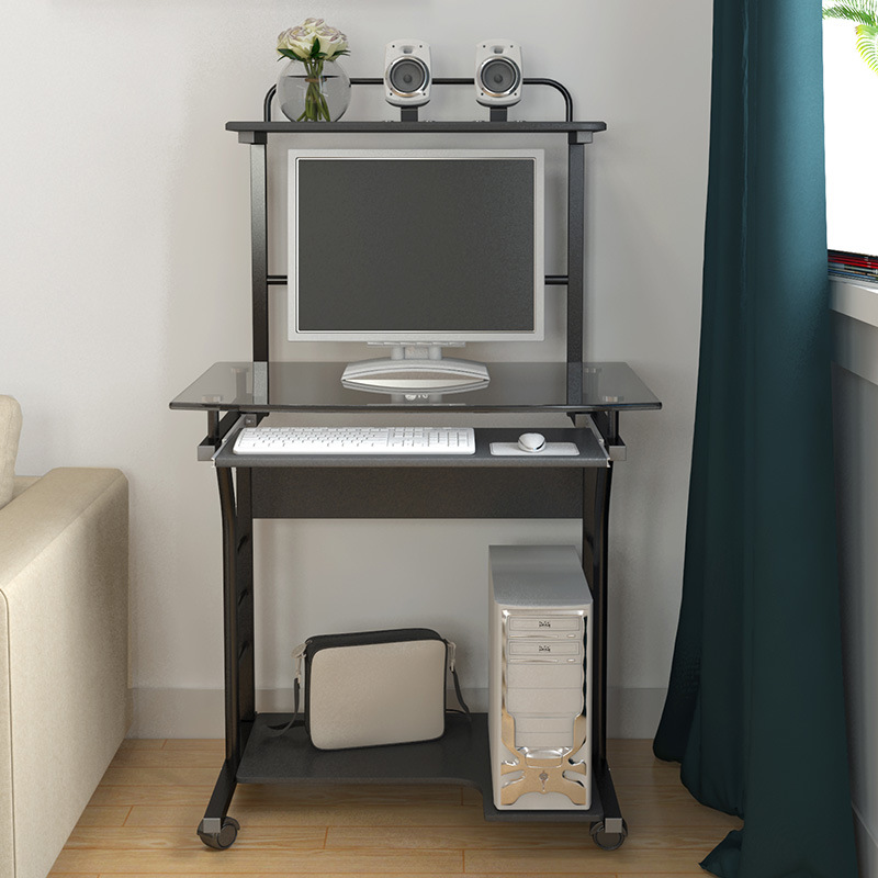 Biurko komputerowe mobilne biuro w domu ze szklanym blatem