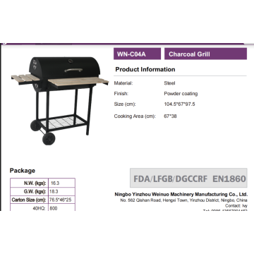 Black Steel Charcoal Grill for Backyards