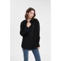 Long sleeve sheer blouse button open neck tops