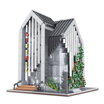 New 2789-Piece City Street View Modern Library MOC Modular Bricks Set: DIY Building Blocks for Handmade Toy Assembly