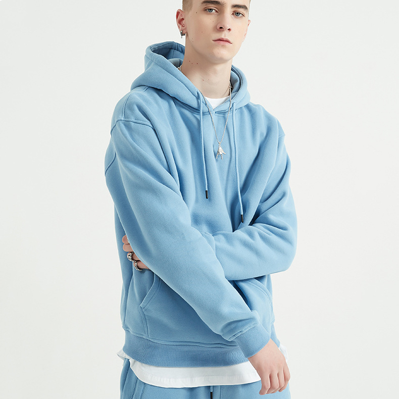 Pull à capuche décontracté de couleur unie pour hommes