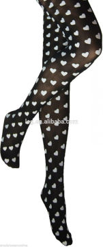 Sexy White Heart-Shaped Love Anklets Print Tattoo Sheer Pantyhose Tights