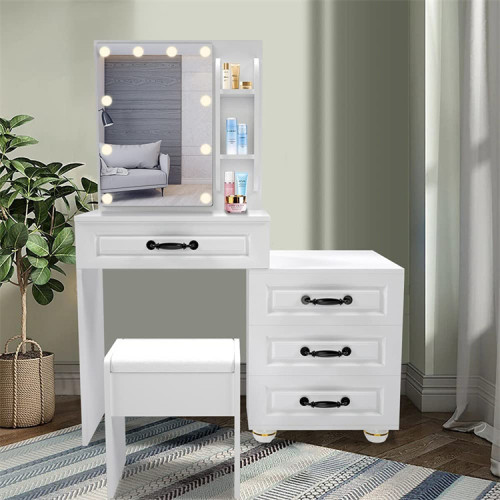 Storage Drawers Makeup Vanity Desk with Lighted Mirror