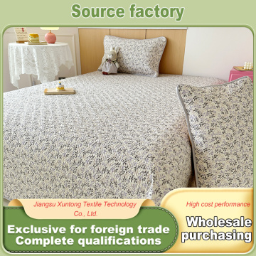 Capa de cama de algodão lavado estampada macia e elegante