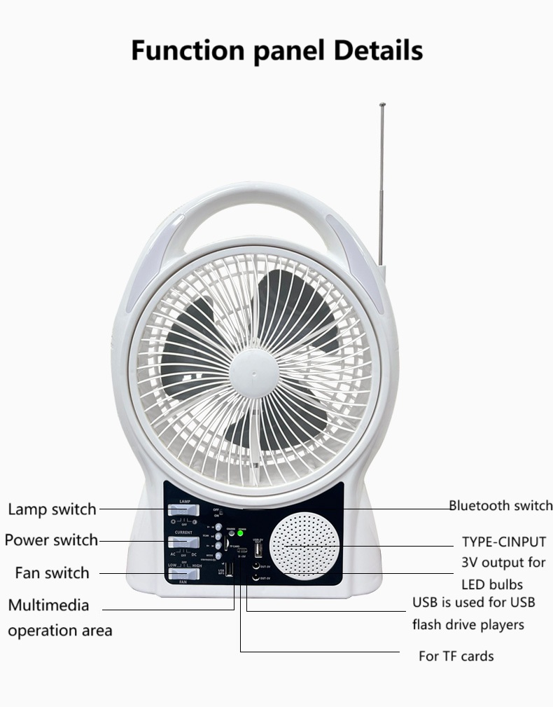 solar rechargeable fan