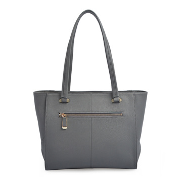 Handmade Gray Leather Tote Oversize Shoulder Bag