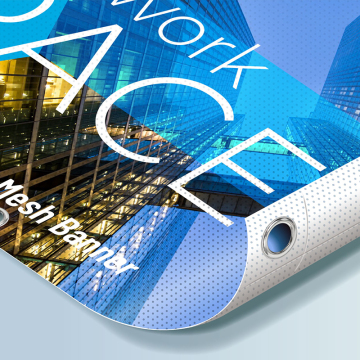 16ft Waterproof Mesh Flex Banner with Glossy PVC Frontlit and Black Backprinting