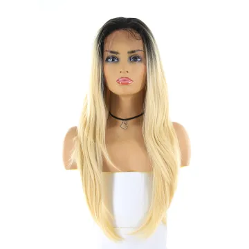 xuchang factory Ombre Blonde Brown Synthetic Lace Front Wigs Free Part Hair Wigs 150% Density 13*4 Lace Frontal Wig For Women