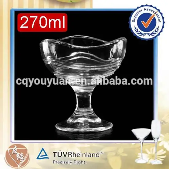 Cheap wholesale barware restaurant drinking 270ml glass special design ice cream cup