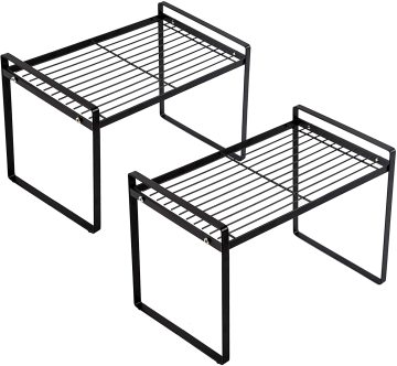 Rack di stoccaggio multiuso a maglie nera per stoviglie e visualizzazione