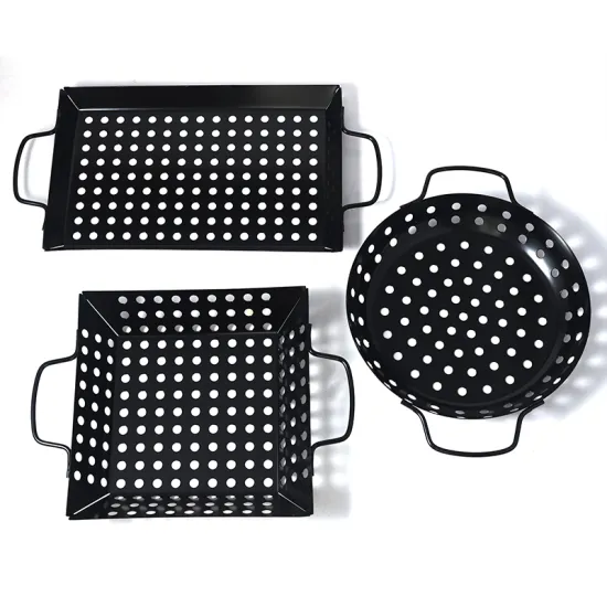 Stainless Steel BBQ Grilling Basket Accessories for Rectangular, Round, and Square Grill