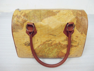 China Supplier Woman and Man 's World Map Printing PU Leather Quality Cassical Travel Bags