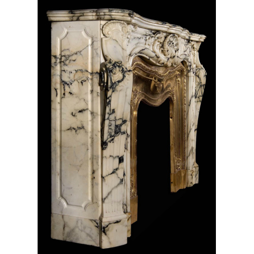 Elegant Stone Fireplace Surround with Copper Accents