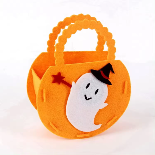 Canasta de dulces de calabaza de fieltro personalizado - cubo de Halloween