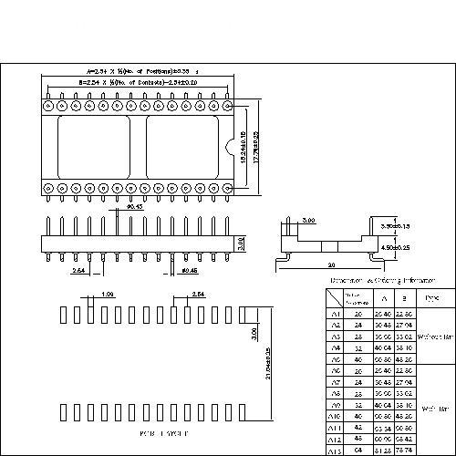 MIMEM02A-XXX 2.54mm Pitch IC Sockets adapter SMT spacing 15.24mm