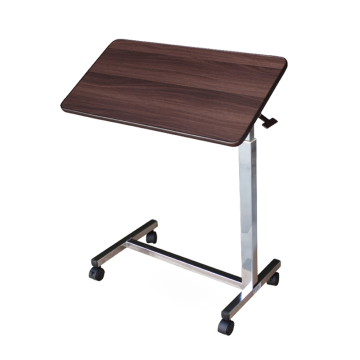 Wooden stainless steel frame hospital over bed table