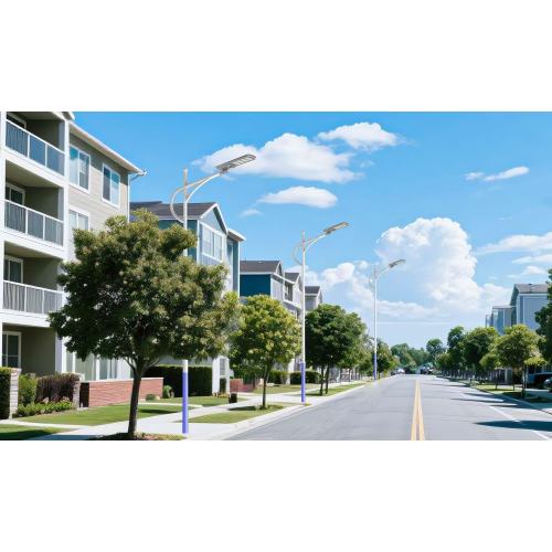 Farola solar de brazo corto personalizada