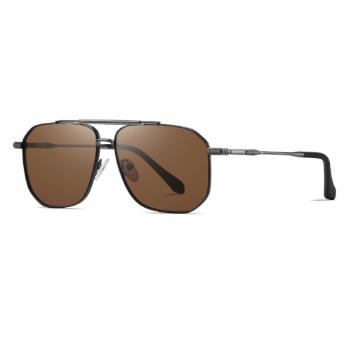 Metal Aviator Sunglasses Men Double Bridge Square Sunglasses Factory