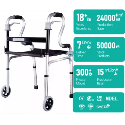 Lightweight Folding Walker with Bed Pan for Elderly