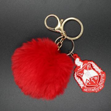 Greek Letter Faux Fur Pom Pom Tail Keychains: Cute and Fuzzy Accessory for Girls