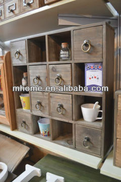 Rustic look solid wood display cosmetic storage cabinets for sale