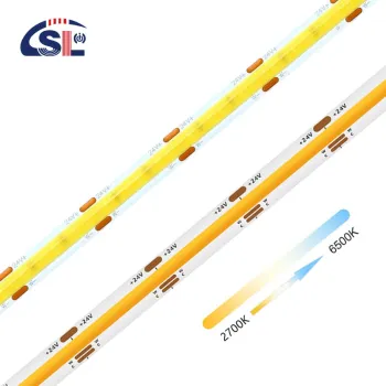 CCT 12V/24V 608 LEDs 3000K-6500K Dual Color COB SMD2835 Flexible LED Strip Light