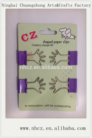 Purple Hand Shaped Binder Clips