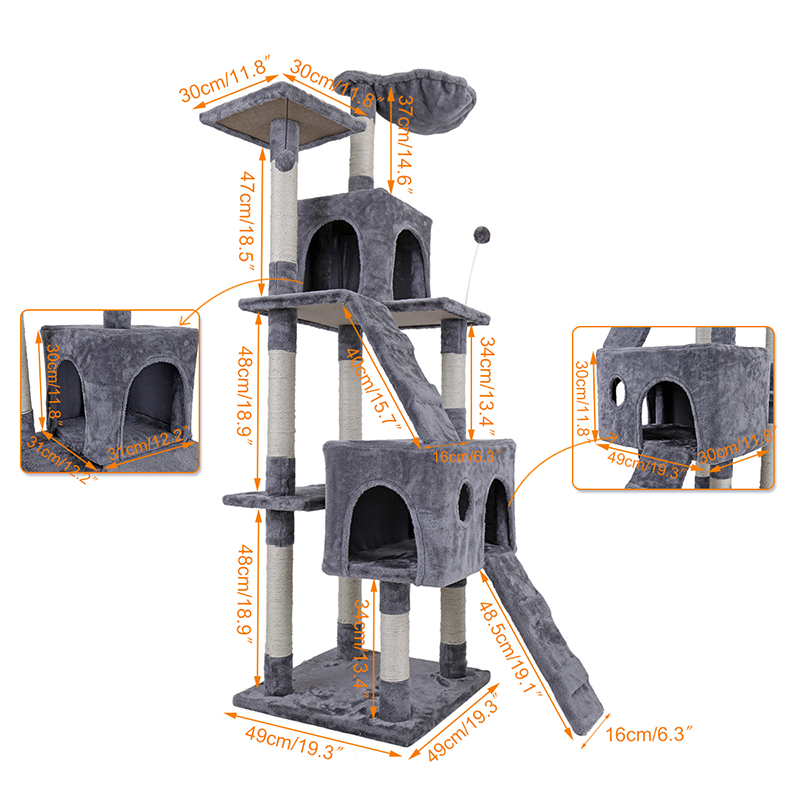 Domestic Delivery Big Cat Tree Tower Condo Furniture Scratch Post Cat Jumping Toy with Ladder for Kittens Pet House Play