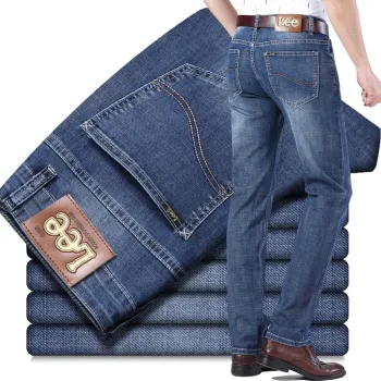 Wholesale Loose Elastic Casual Men's Summer Straight Leg Jeans for Middle-Aged Businessmen