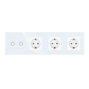 1/2/3 Gang Touch Light Switches with Glass Panel and Blue Backlight - EU Standard