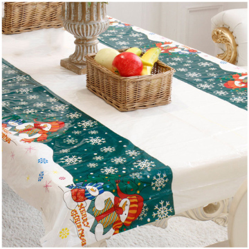 Customized Snowman Print Waterproof Rectangular Tablecloth for Home Use