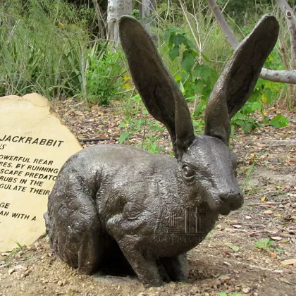 Hot Casting Lovely Bronze Animal Sculpture Copper Brass Peter Rabbit Statue