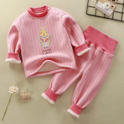 Plus Size Boys' Autumn Winter Velvet Pajamas with Shoulder Buckle