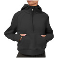 Trendiga drottning kvinnor halvt zip beskurna hoodies