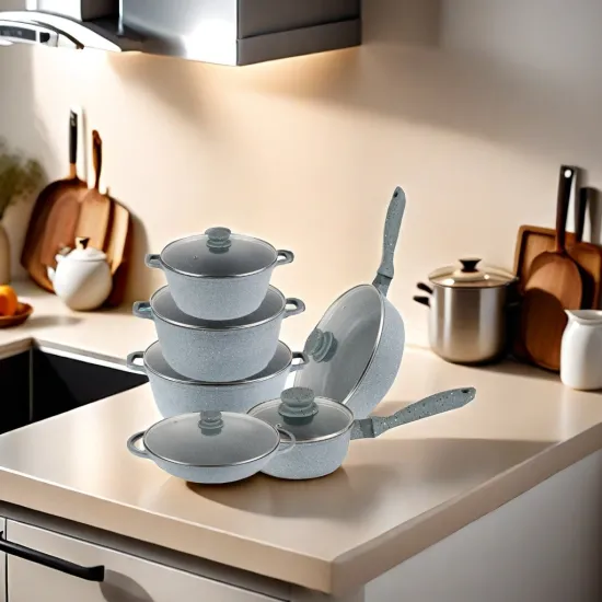 Professional Kitchenware Collection: OEM Ceramic Cooking Sets with Induction Base, Die-Cast Casseroles, and Non-Stick Aluminum Pots and Pans