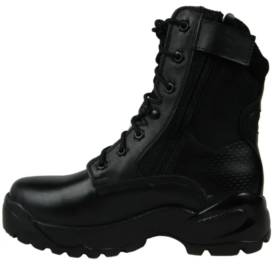 rubber sole military boots with side zipper