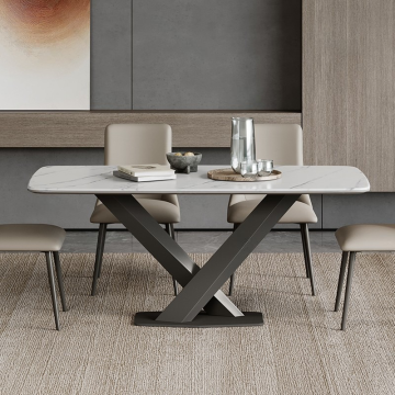 Sintered Stone Dining Table with V-Shaped Base