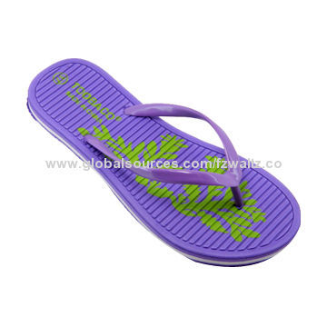 Customized Print Ladies' EVA Flip-flop with PVC Upper and EVA Outsole