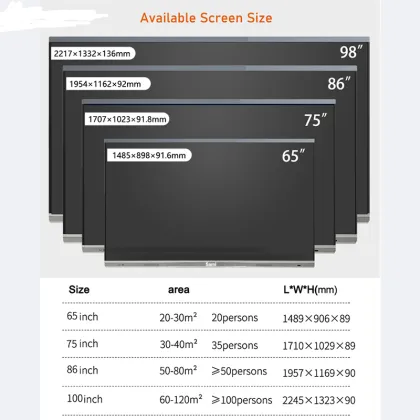 86" LCD Display Infrared Smart Whiteboard for Educational Equipment with 4K Resolution