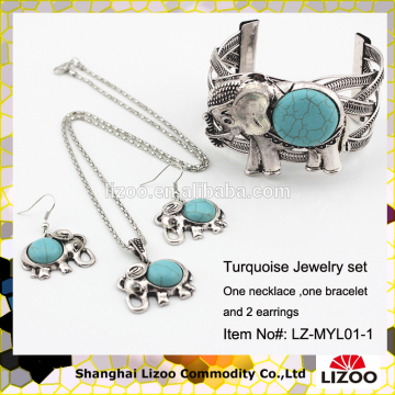 Tear Drop Vintage Tibet Silver Natural Turquoise Chain Necklace Pendant