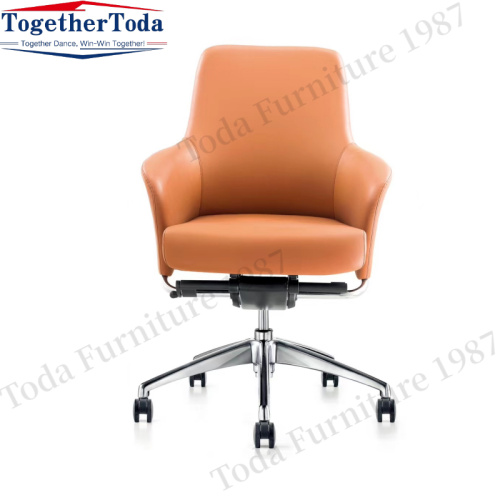 Swivel Office Leather Chairs With Armrest PU leather swivel office chair with armrest Factory