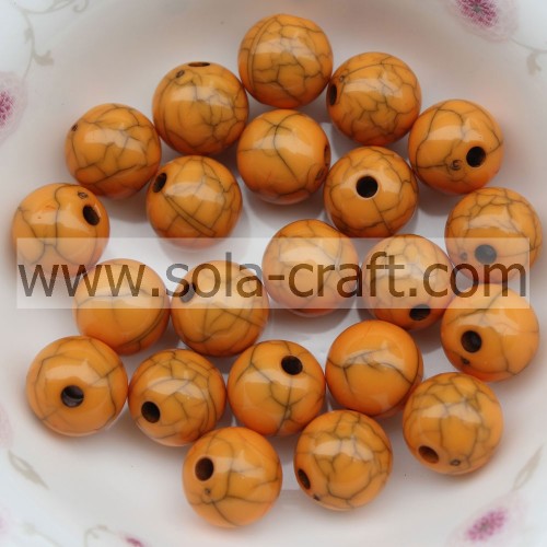 Perles lisses de boule ronde acrylique opaque de 6MM pour la couleur orange de bijoux