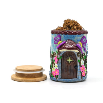 Rose House Polymer Clay Tobacco Jar