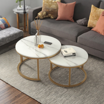 Elegant Modern Solid Wood Metal Adjustable Coffee Table Set