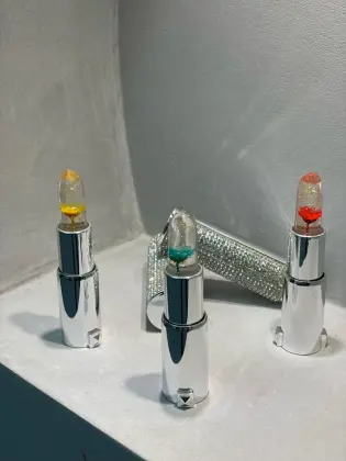 Crystal flower gold foil lipstick